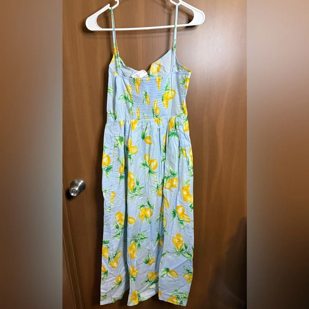 NWT- Gap Beachy Tropical Summer Lemons Novelty Prin Scoopneck Midi Dress Sz: M